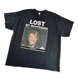 Jon Bon Jovi Lost Boyfriend Black Crewneck Short Sleeve T-Shirt Unisex Size 2XL